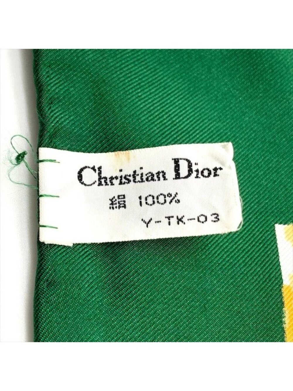 Dior Trotter Pattern Silk Scarf Orange Green - Picture 5 of 6